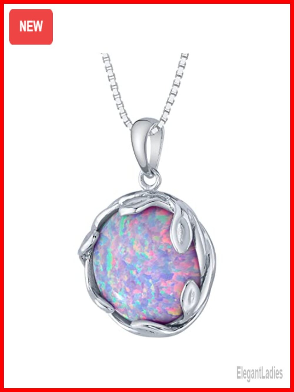 Peora Lab Created Purple Fire Opal Pendant 925 Sterling Silver 18" Chain